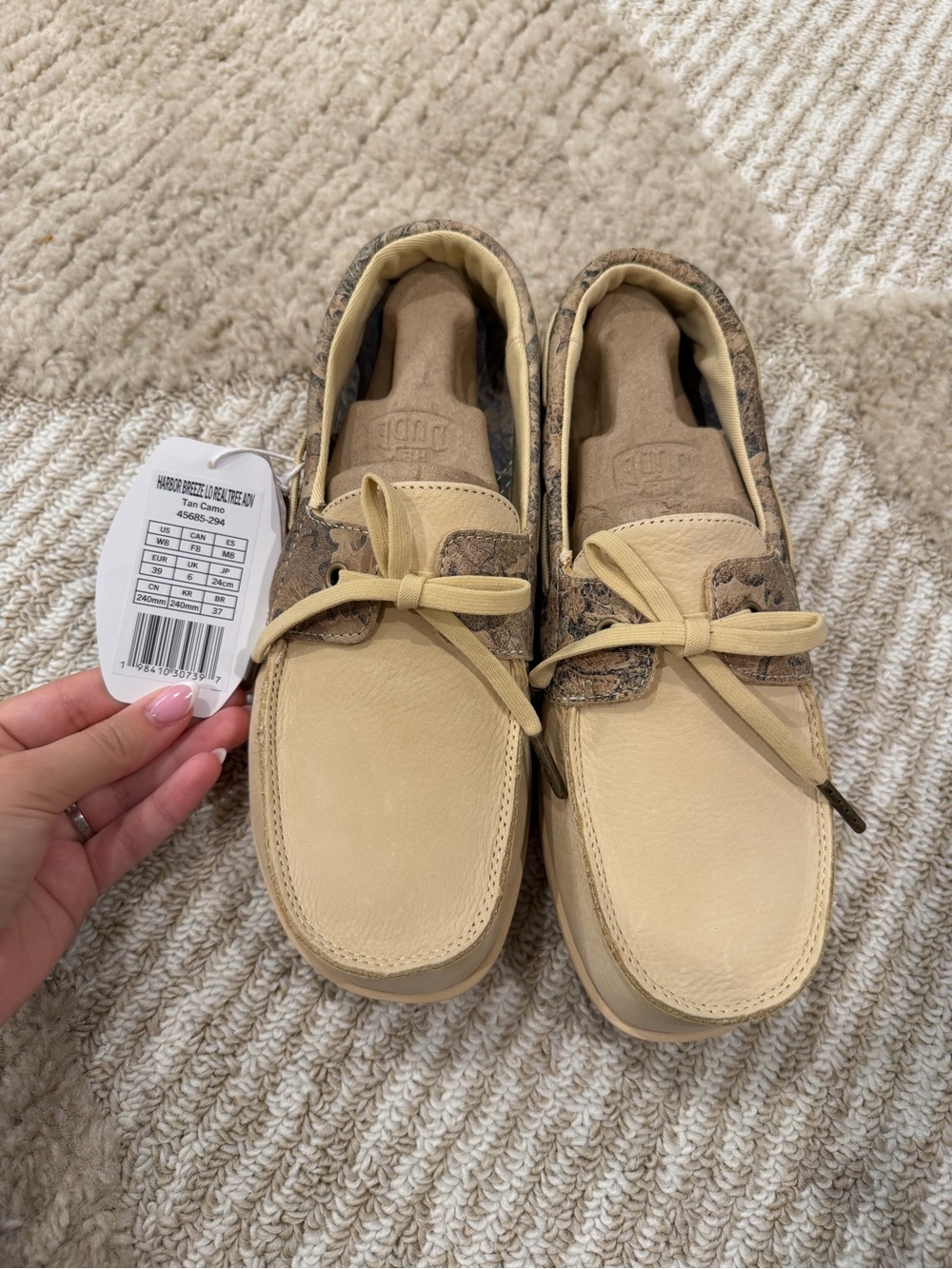 Heydude Realtreee Tan and Camo Lace-Up Moccasins